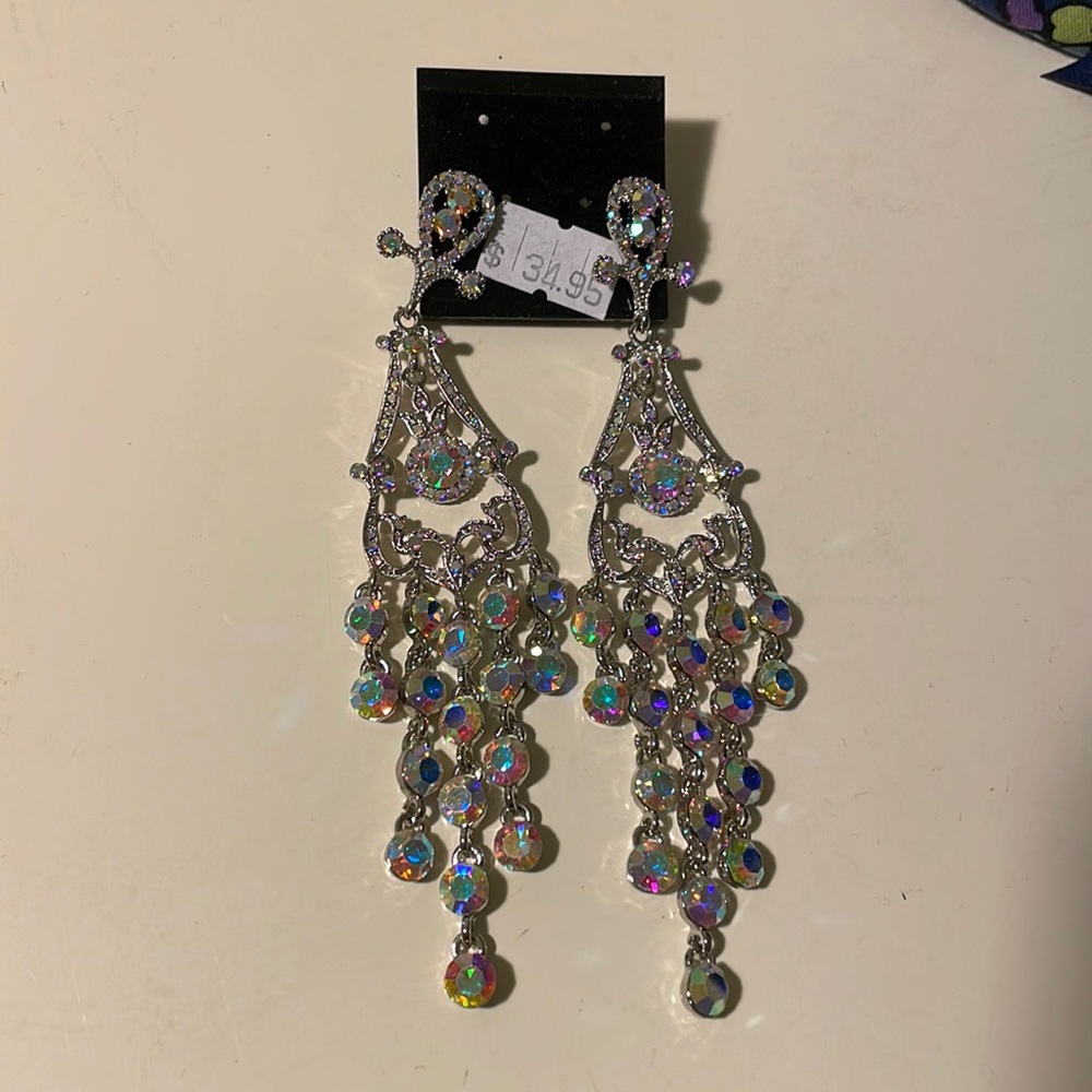 A/B crystal dangle earrings prom pageant formal homecoming